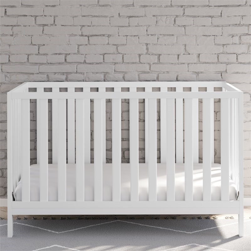 Stork Craft USA Pacific Wood 4-in-1 Convertible Crib in White Finish