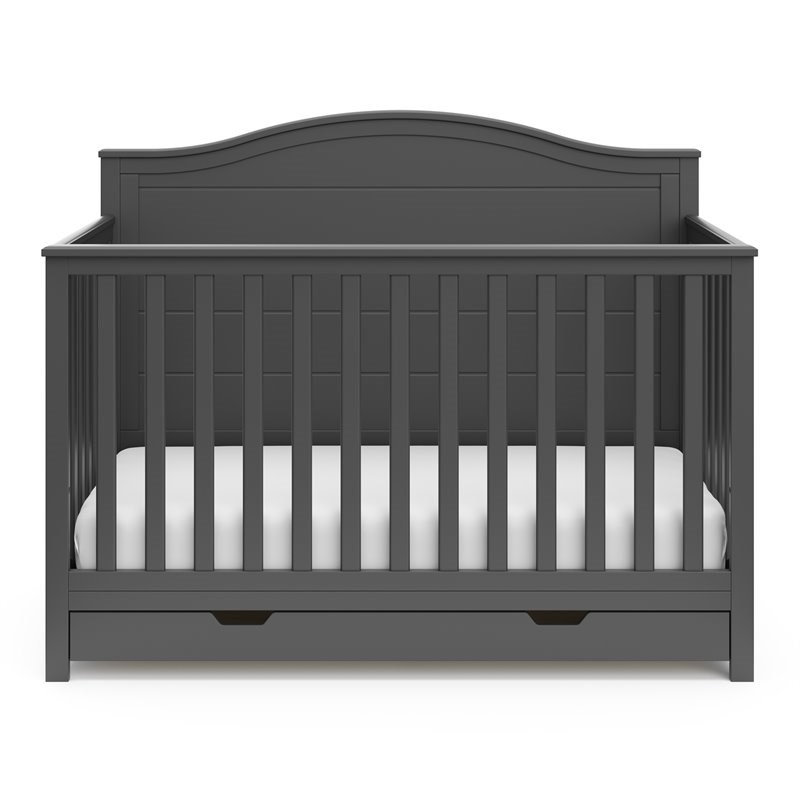 Stork Craft USA Moss Wood 4-in-1 Convertible Crib with Drawer in Gray
