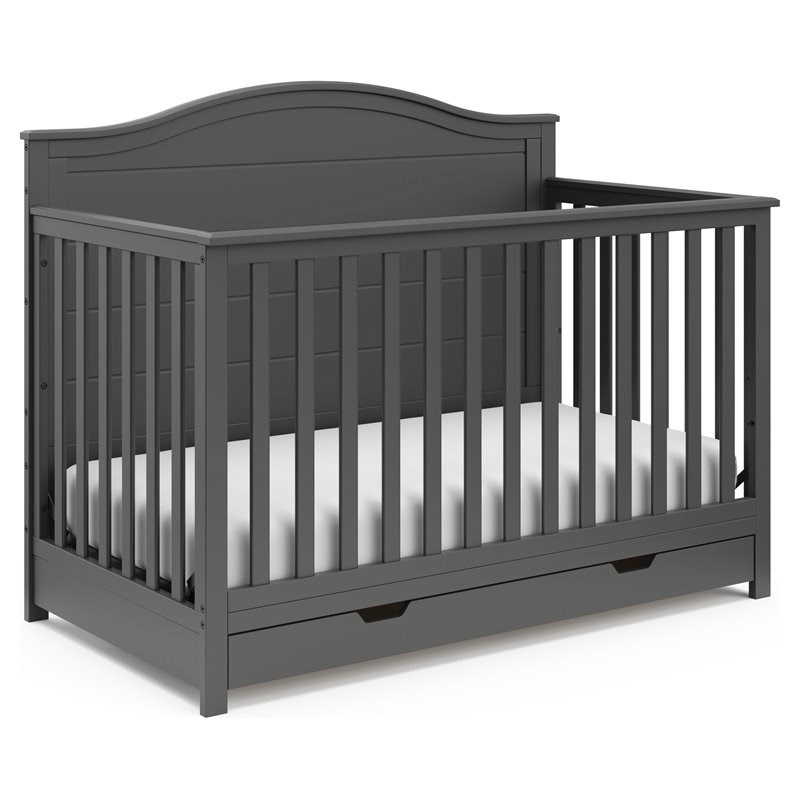 Stork Craft USA Moss Wood 4-in-1 Convertible Crib with Drawer in Gray