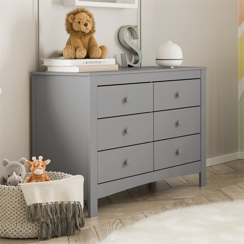 Stork Craft USA Graco Noah 6-Drawer Engineered Wood Double Dresser in Gray
