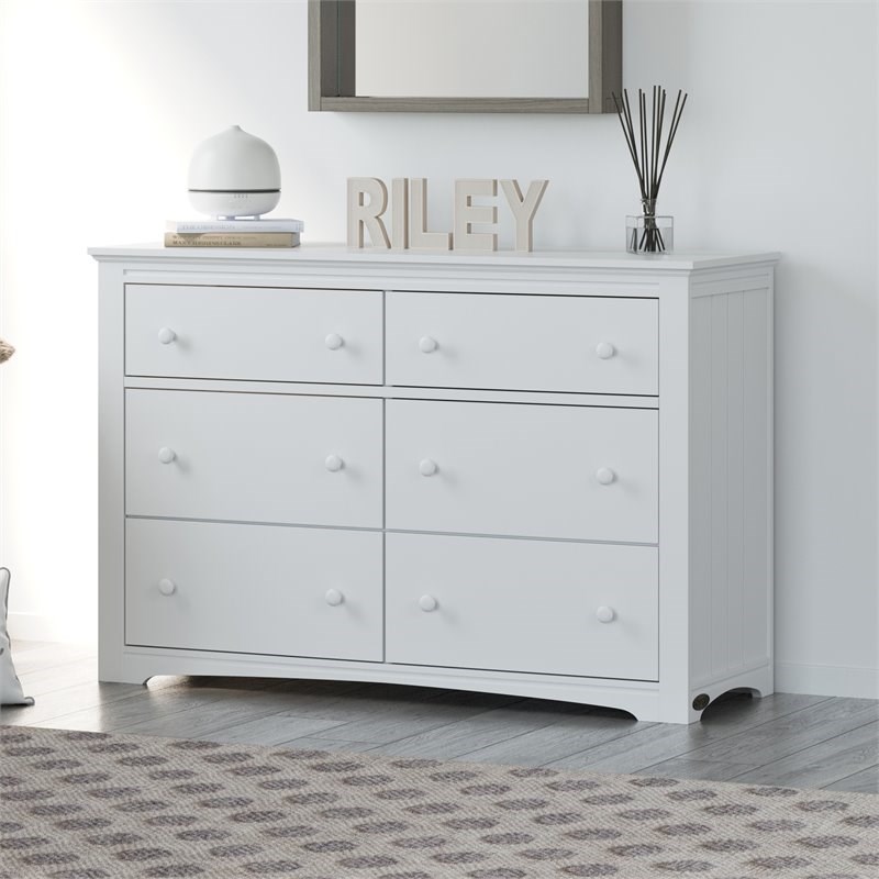 Stork Craft USA Graco Hadley 6-Drawer Wood Double Dresser in White