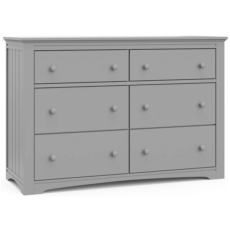 Stork Craft USA Graco Hadley 6-Drawer Wood Double Dresser in Pebble Gray