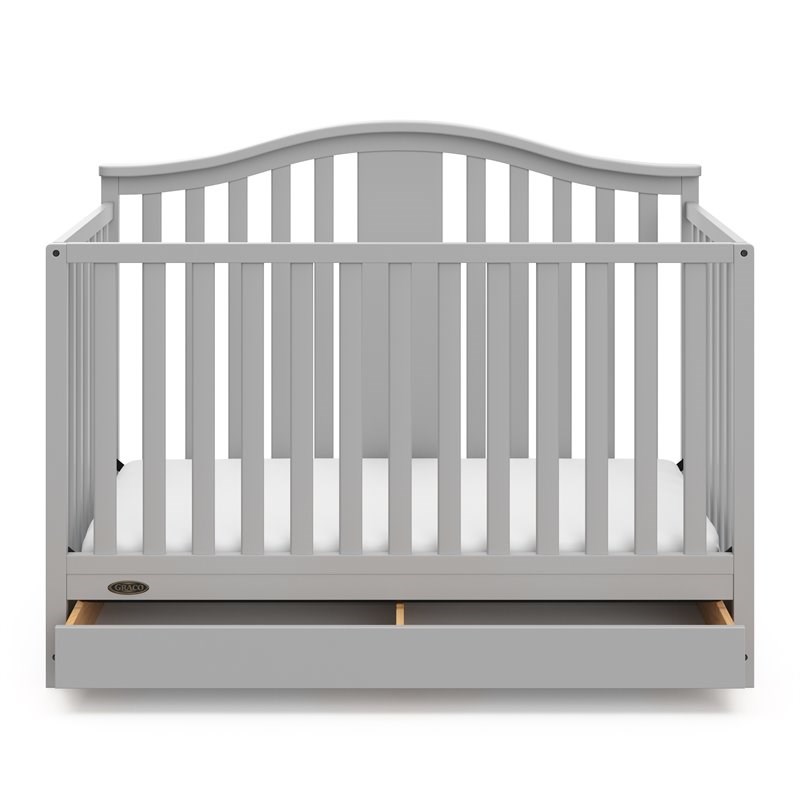 Stork Craft USA Graco Solano Wood 4-in-1 Convertible Crib with Drawer in Gray