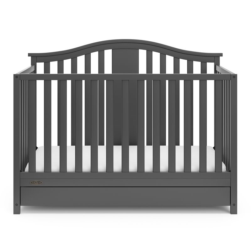 Stork Craft USA Graco Solano Wood 4-in-1 Convertible Crib with Drawer - Gray