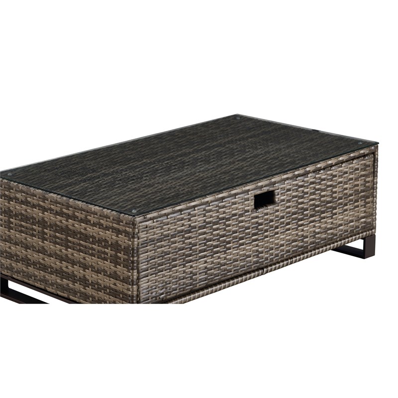 tommy hilfiger oceanside outdoor coffee table with storage in brown