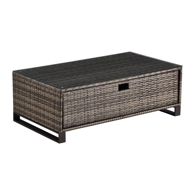 Tommy Hilfiger Oceanside Outdoor Coffee Table with Storage in Brown