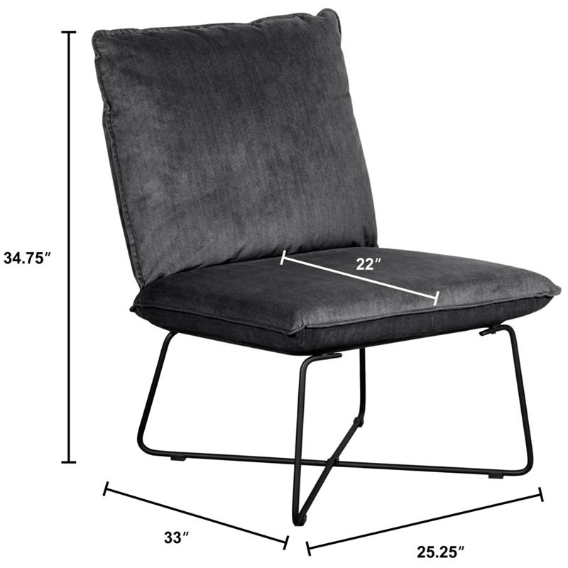 Tommy Hilfiger Ellington Armless Lounge Chair Dark Charcoal Homesquare