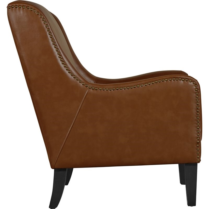 tommy hilfiger andover leather accent chair cognac brown