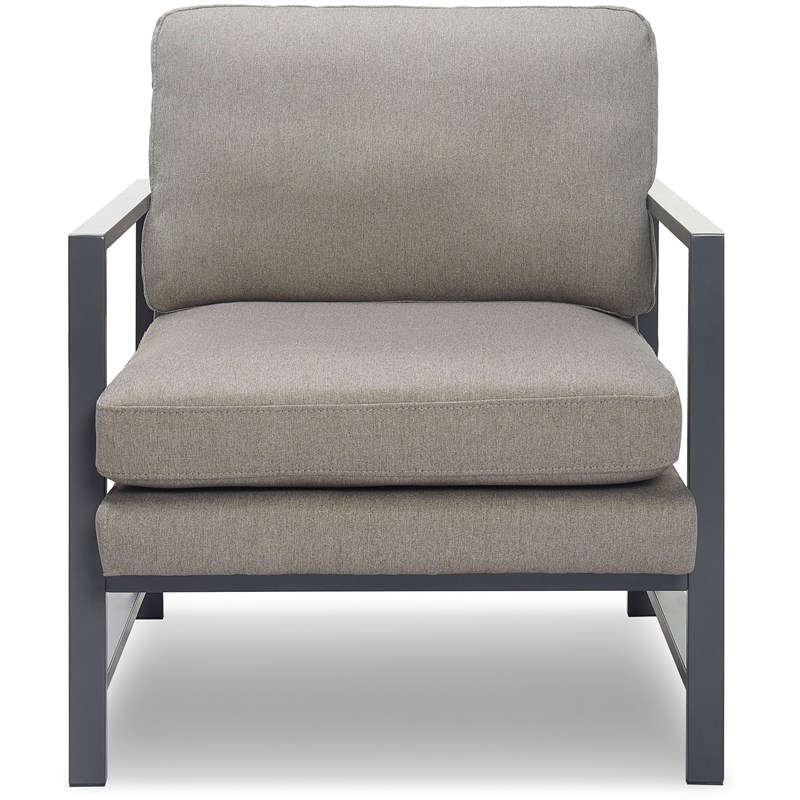 Tommy Hilfiger Russell Bronze Metal Frame Accent Chair Grey