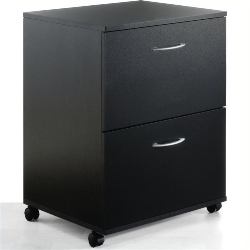 Scranton & Co 2 Drawer Mobile Wood File Cabinet in Black