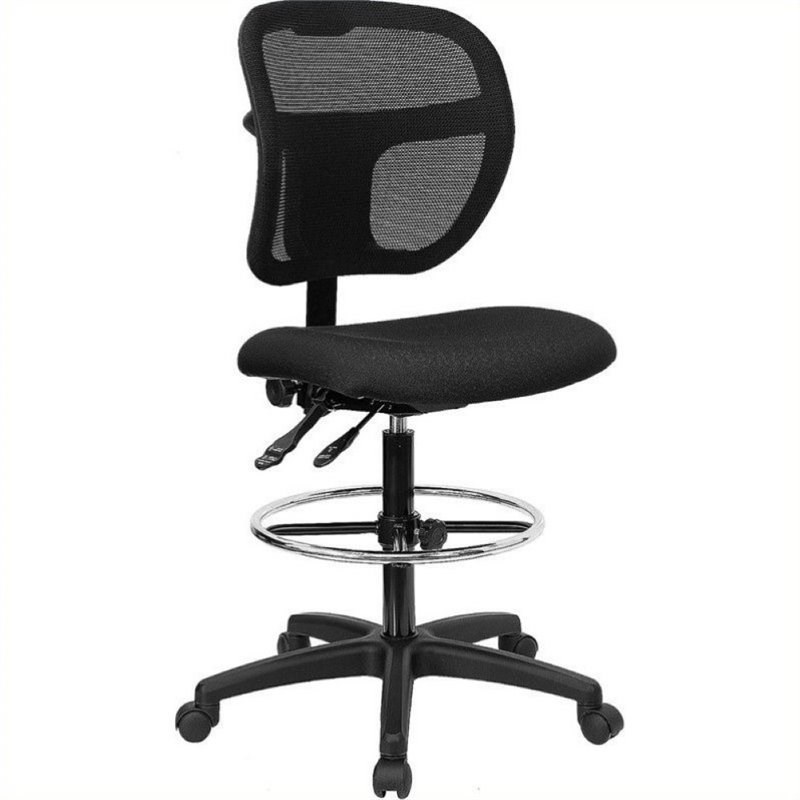 Scranton & Co Mid-Back Mesh Drafting Chair in Black