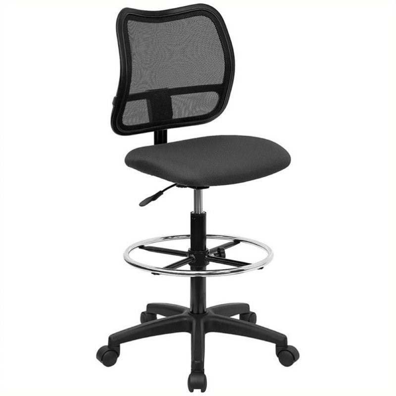 Scranton & Co Mid-Back Mesh Drafting Chair with Gray Fabric Seat