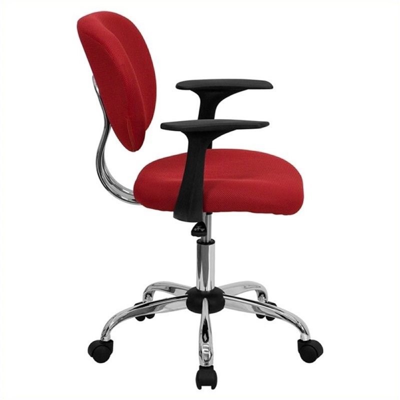 Scranton & Co Mid-Back Mesh Task Office Chair with Arms in Red