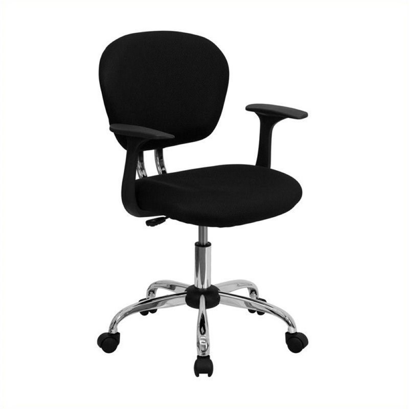Scranton & Co Mid-Back Mesh Task Office Chair with Arms in Black