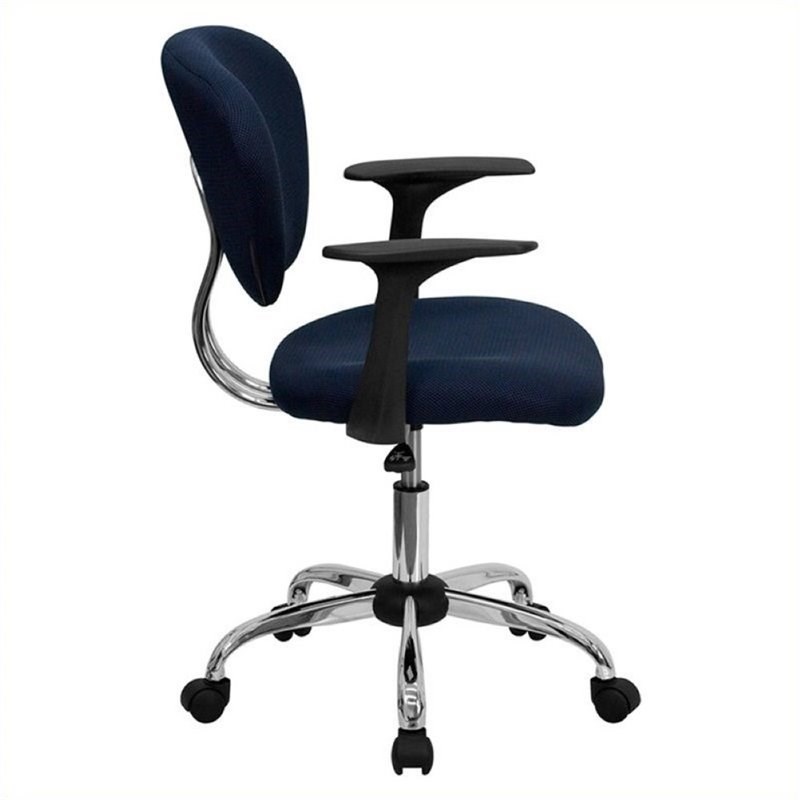 Scranton & Co Mid-Back Mesh Task Office Chair with Arms in Navy
