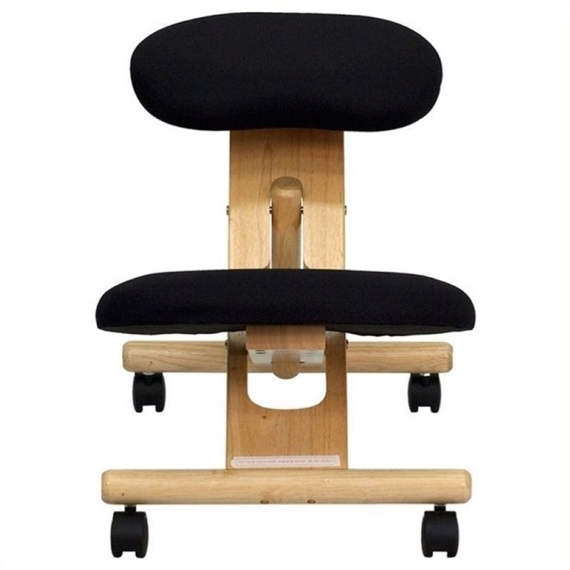 Scranton & Co Wooden Mobile Ergonomic Kneeling Office Chair in Black