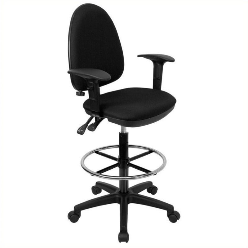Scranton & Co Mid-Back Drafting Chair with Arms in Black
