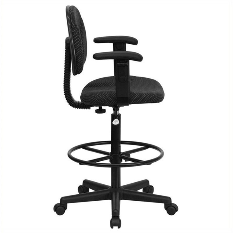 Scranton & Co Patterned Ergonomic Drafting Chair in Black with Arms