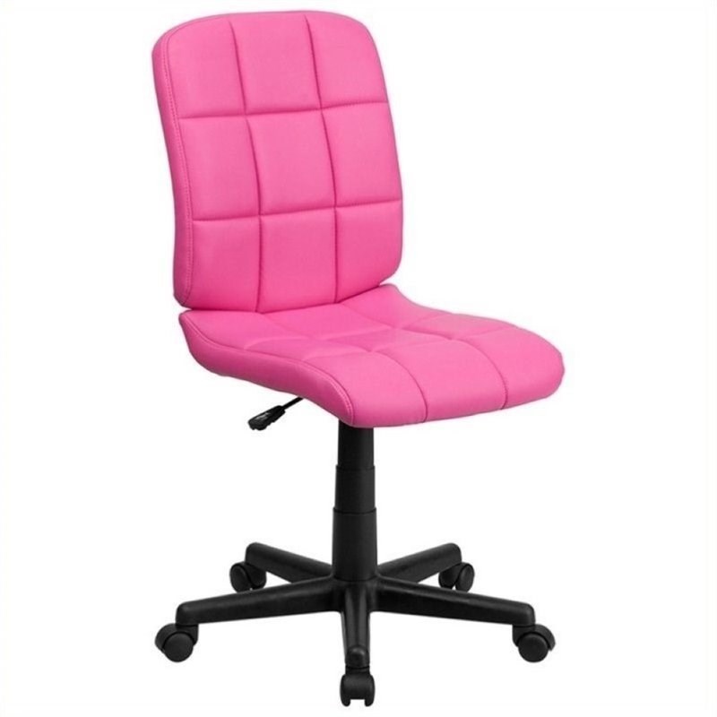 Scranton & Co Faux Leather Mid-Back Office Chair in Pink