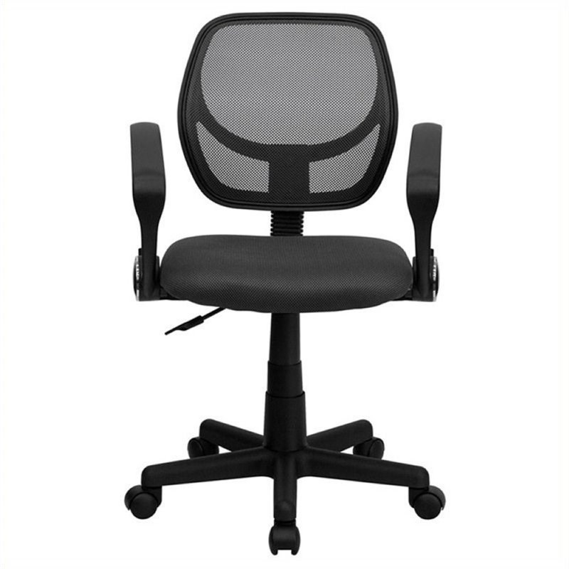 Scranton & Co Mid-Back Mesh Office Chair with Arms in Gray