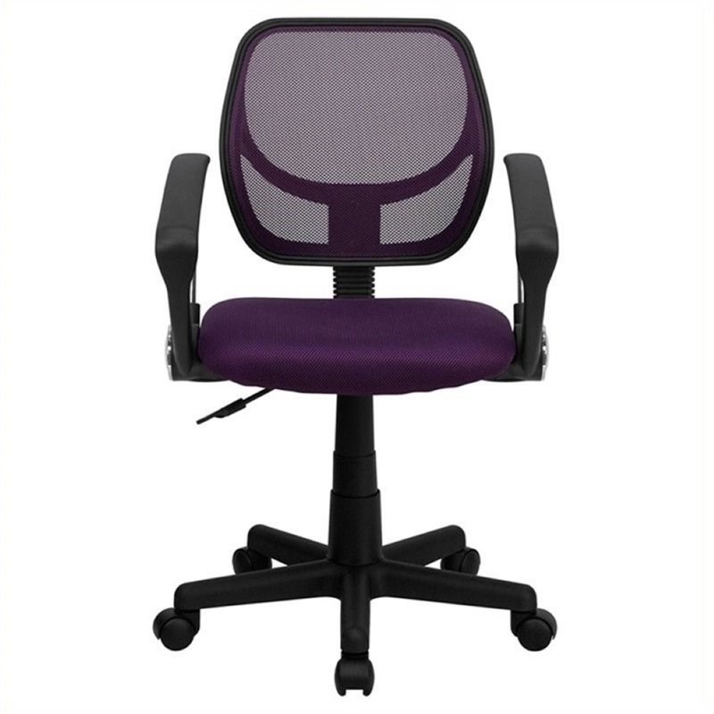 Scranton & Co Mid-Back Mesh Office Chair with Arms in Purple
