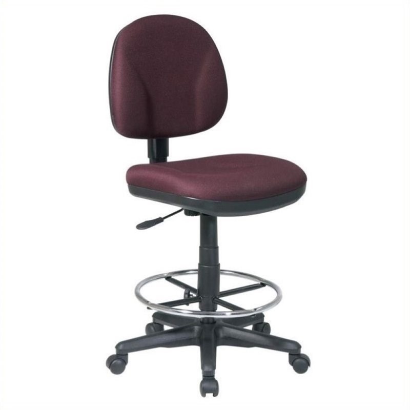 Scranton & Co Adjustable Drafting Chair with Stool Kit in Burgundy