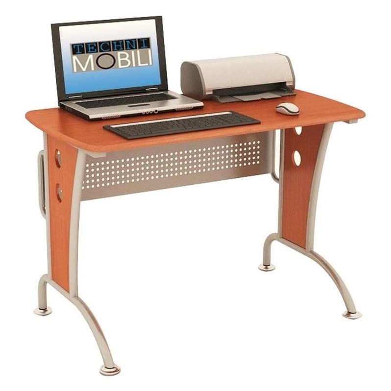 Scranton & Co Wood Top Computer Desk in Dark Honey