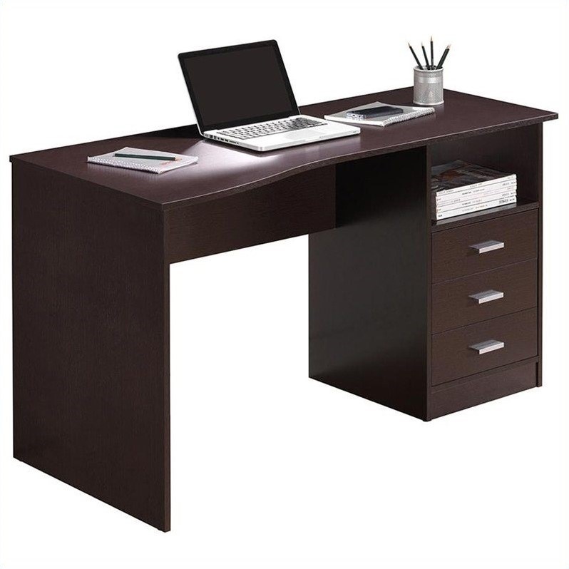 Scranton & Co Classy Computer Desk with 3 Drawers in Wenge