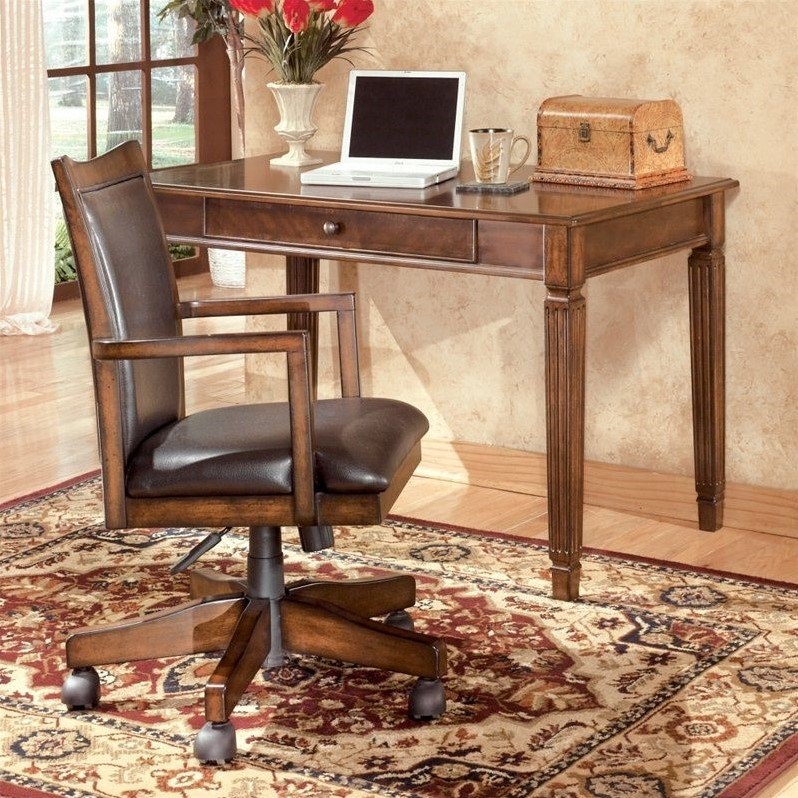 Scranton & Co Small Office Leg Desk in Brown