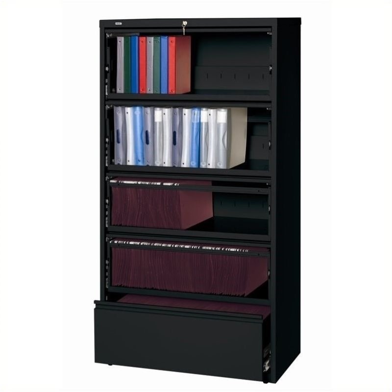 Scranton & Co 5 Drawer Lateral File Cabinet File in Black