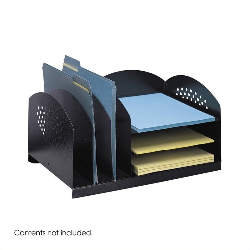 Scranton & Co Black Steel Desk Rack with 6 Sections