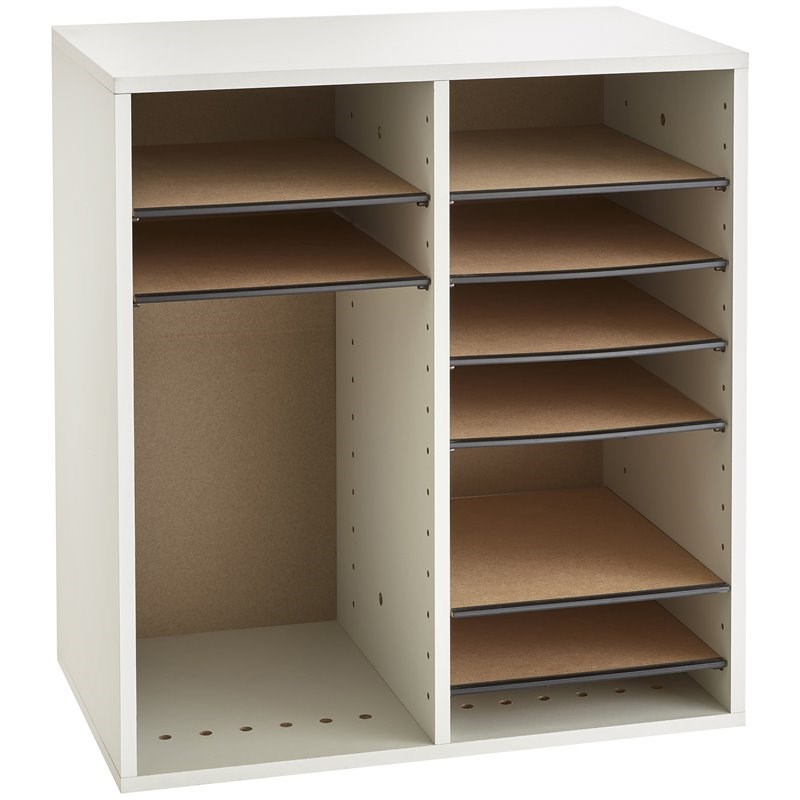 Scranton & Co Grey 16 Compartment Wood Adjustable File Organizer