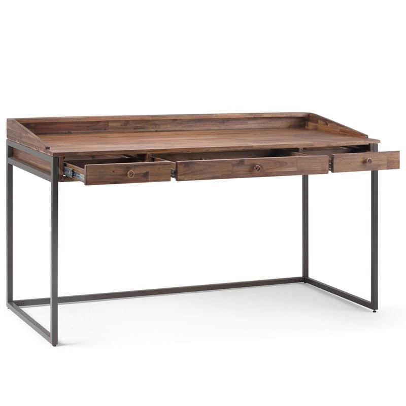 Scranton & Co Solid Wood Computer Desk in Rustic Natural Aged Brown