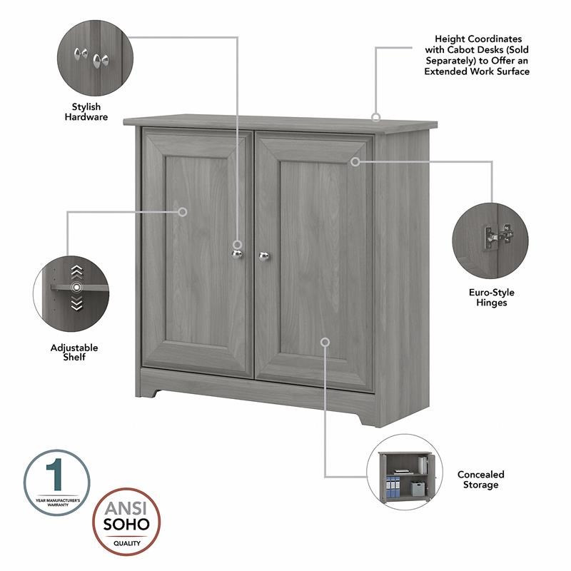 Scranton & Co Furniture Cabot Small Storage Cabinet with Doors in Modern Gray