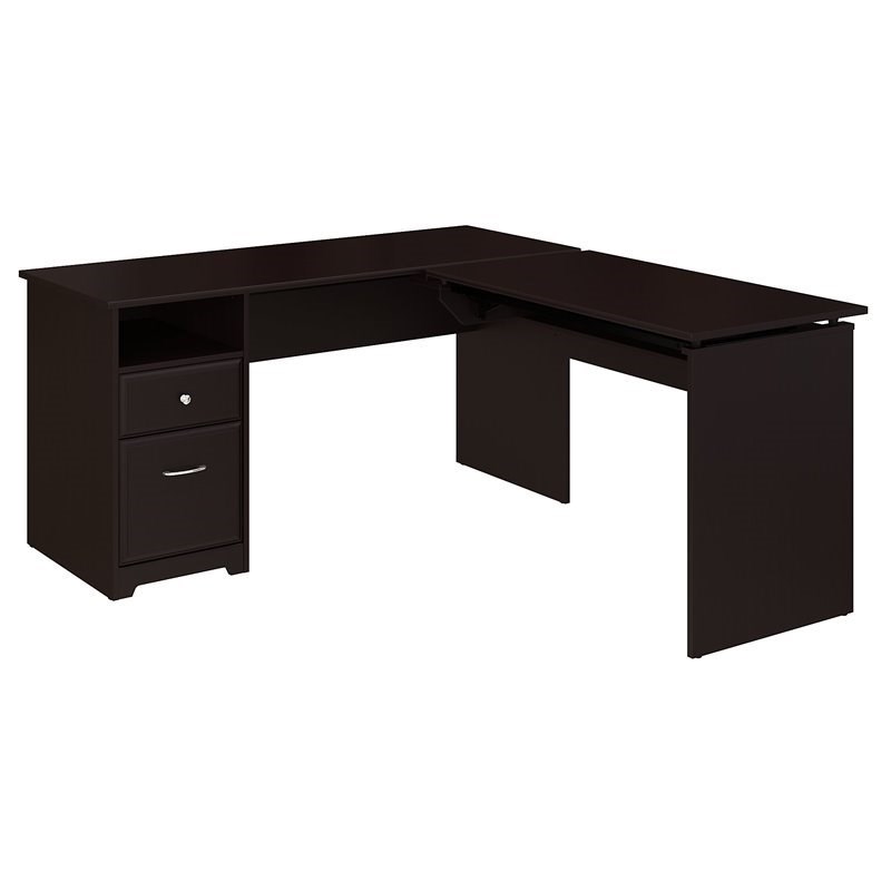 Scranton & Co Furniture Cabot 60W 3 Position L Shape Sit Stand Desk in Espresso
