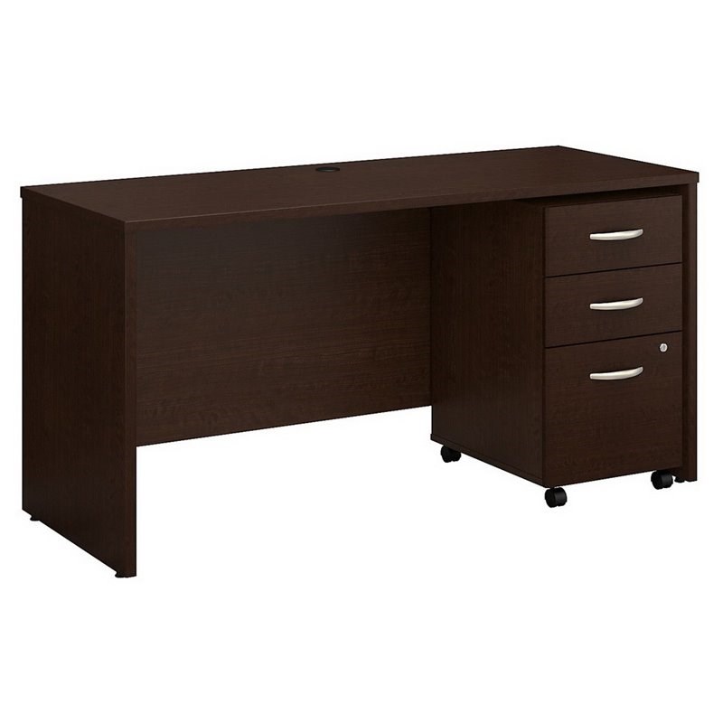 Scranton & Co Furniture 60W x 24D Office Desk with Drawers in Cherry