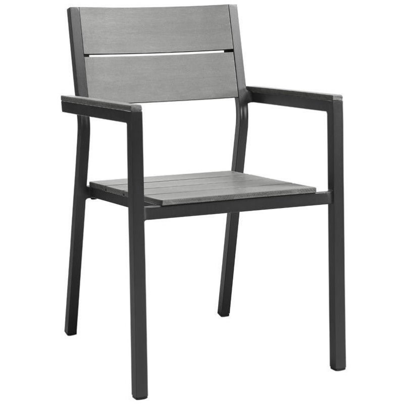 Hawthorne Collections Outdoor Dining Armchair in Brown and Gray