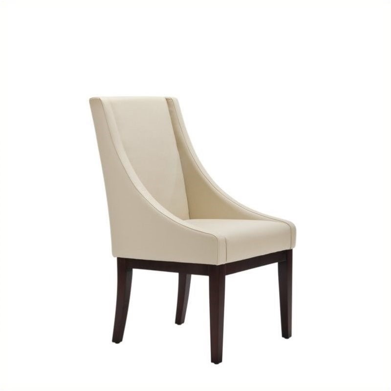 Hawthorne Collections Leather Slipper Swayback Arm Chair in Ivory