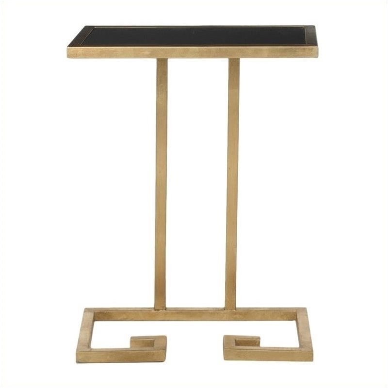 Hawthorne Collection Iron and Glass Accent Table in Gold and Black