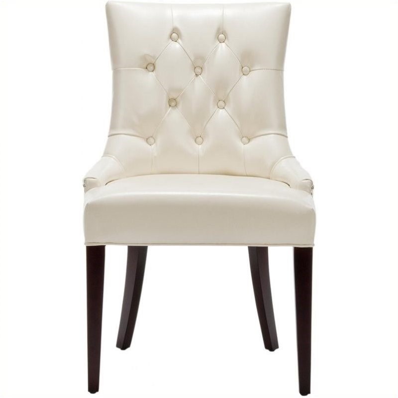 Hawthorne Collection Tufted Leather Chair In Ivory - Hc-446844