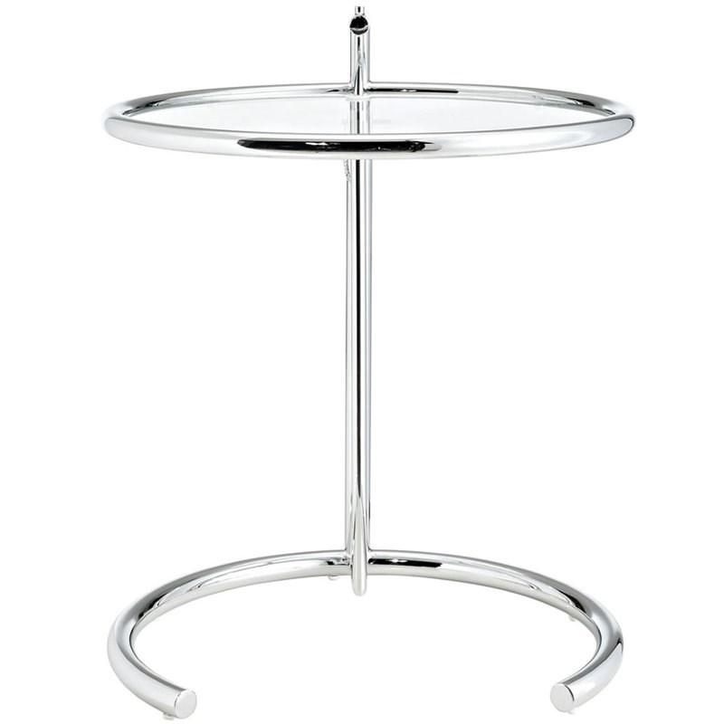 Hawthorne Collection Glass Top Adjustable End Table in Silver