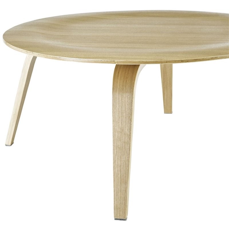 hawthorne collection plywood round coffee table in natural - hc-1533019