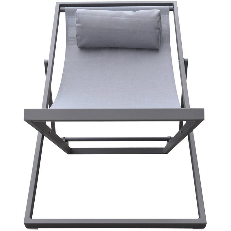 Hawthorne Collections Patio Deck Chair in Black and Gray