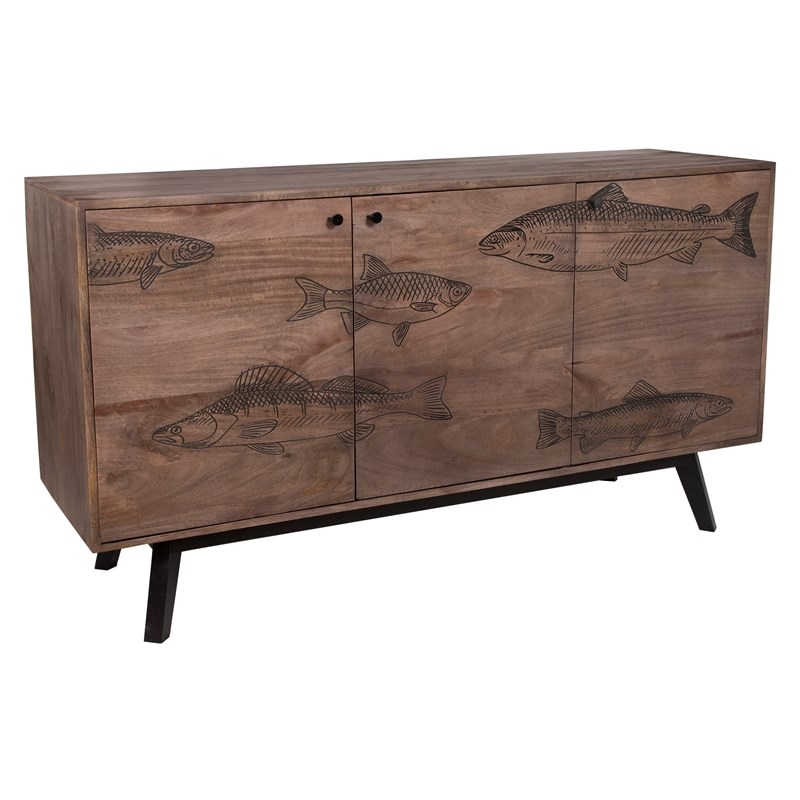 Hawthorne Collections Fish Solid Wood Sideboard - Gray