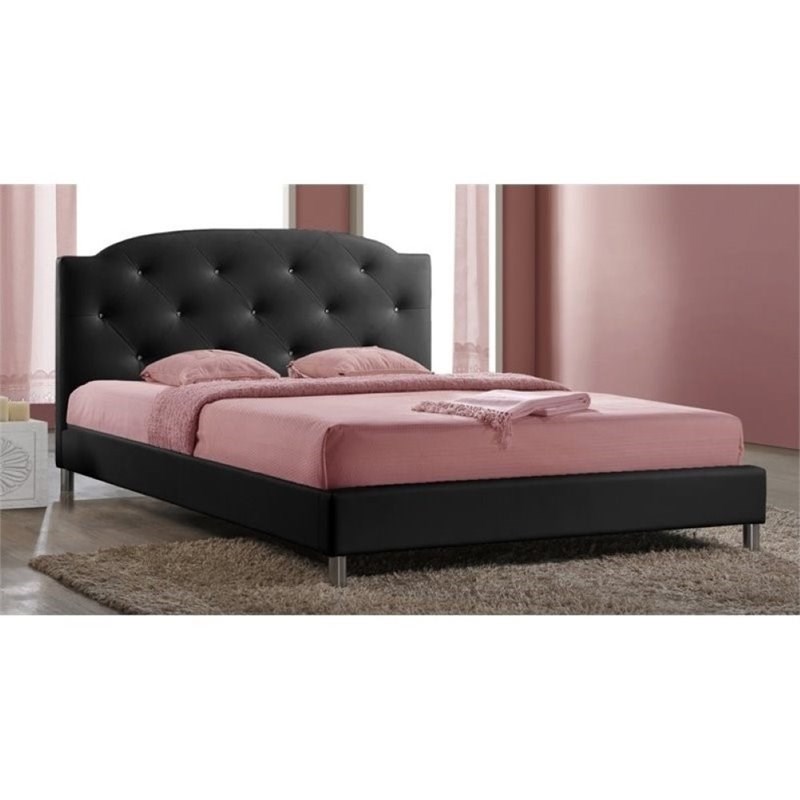Atlin Designs Upholstered Full Faux Leather Platform Bed in Black