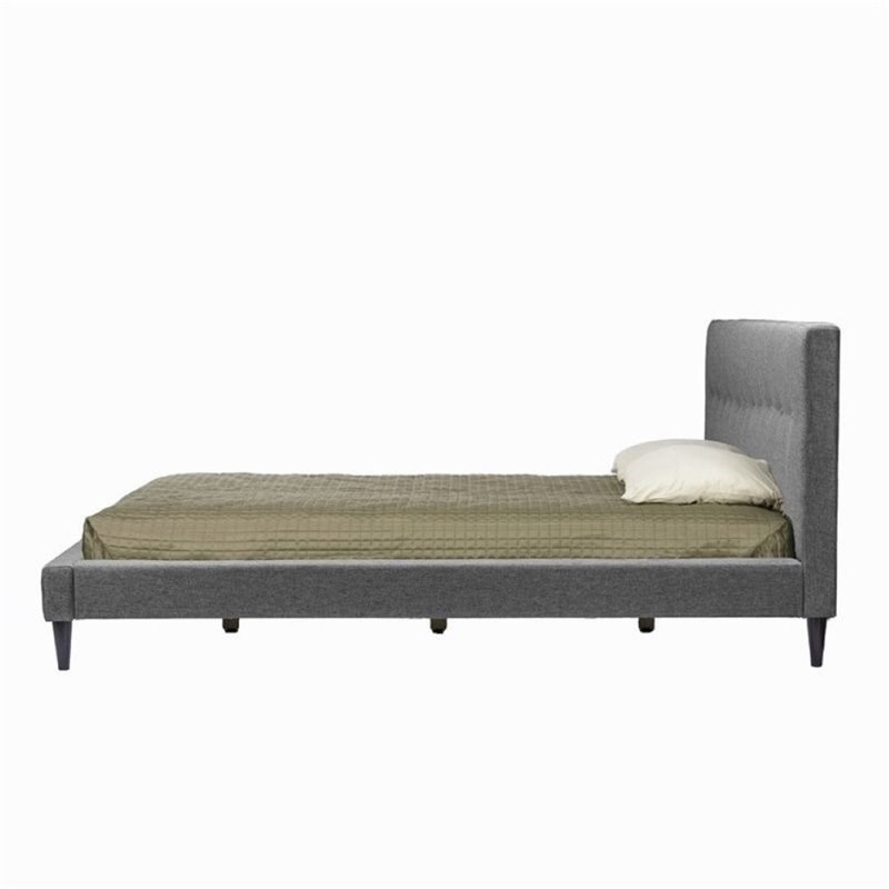 Atlin Designs Upholstered King Platform Bed in Gray
