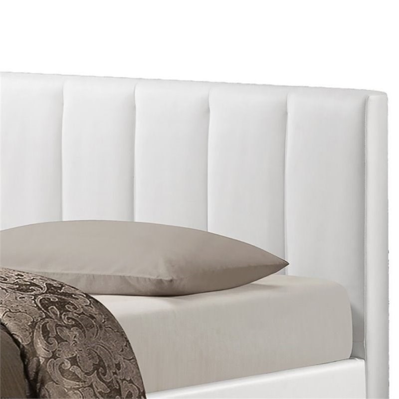Atlin Designs Upholstered Queen Faux Leather Storage Bed in White