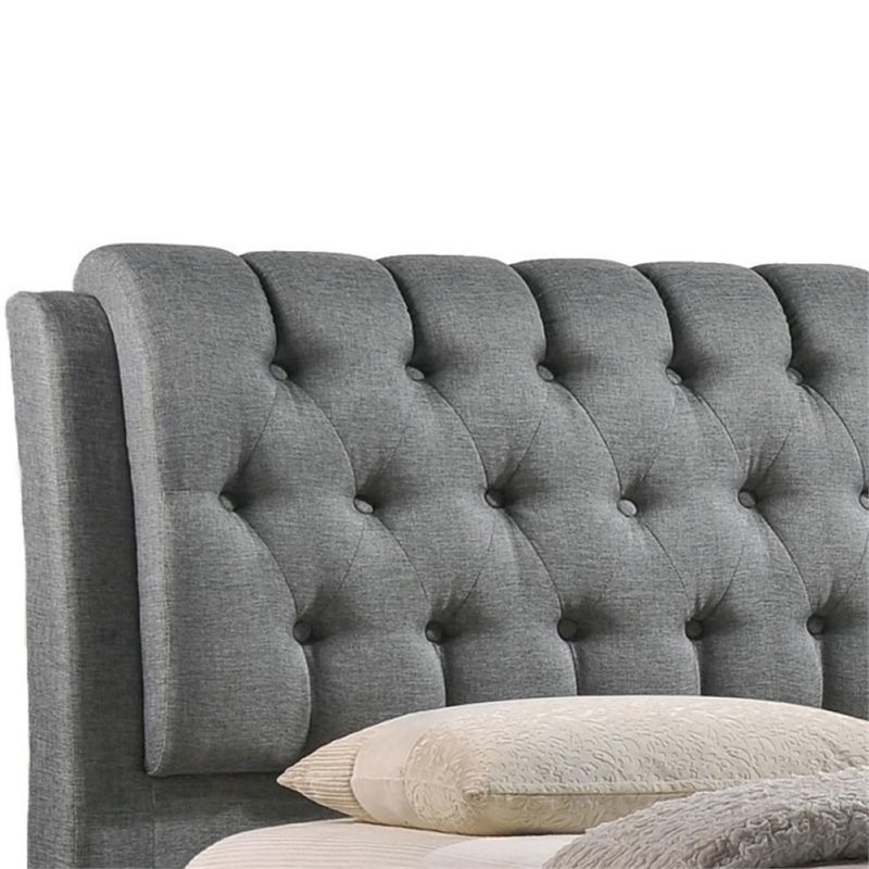 Atlin Designs Upholstered King Tufted Storage Bed in Gray