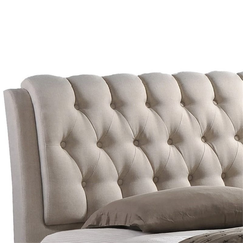 Atlin Designs Upholstered King Tufted Storage Bed in Beige