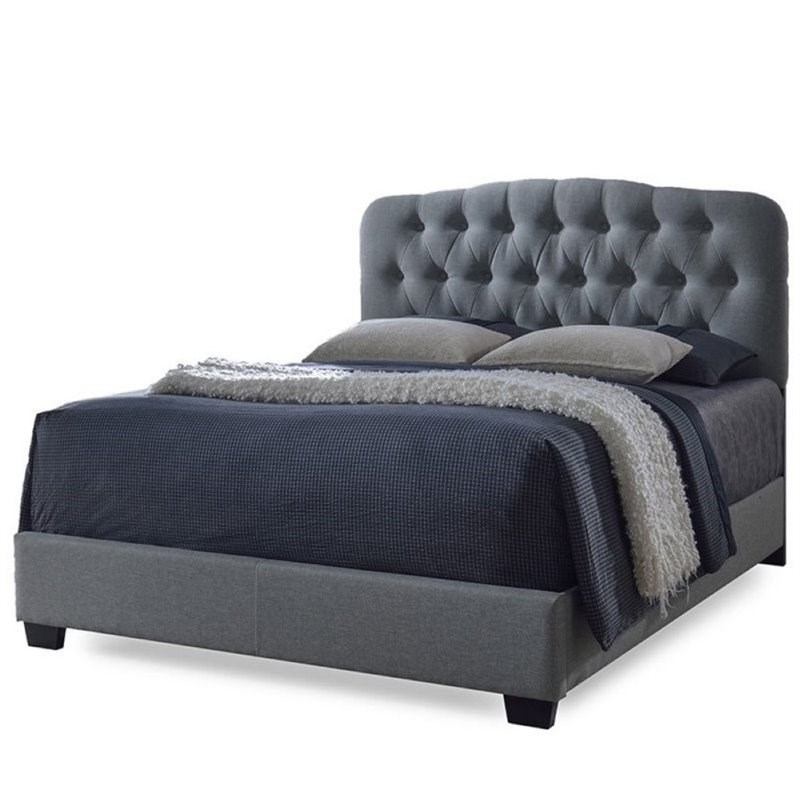 Atlin Designs Upholstered Queen Tufted Panel Bed in Gray